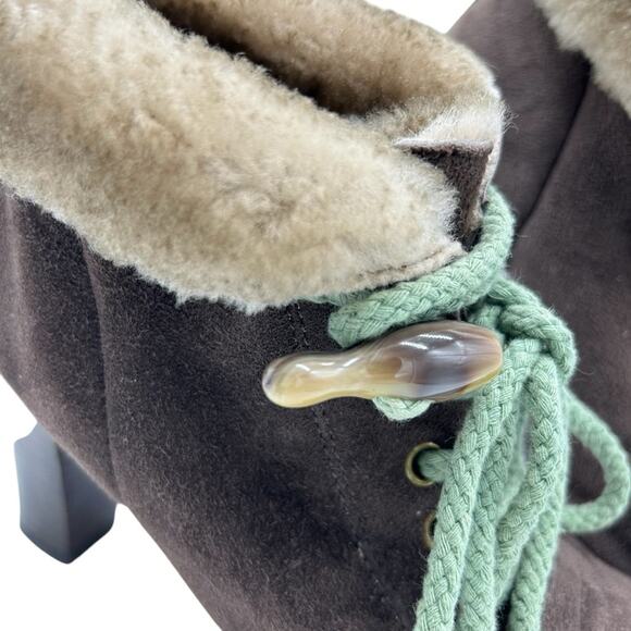 Miss L Fire London Booties Womens Size 8.5 Brown Suede Faux Fur Edgy Boho Artsy - Picture 2 of 10